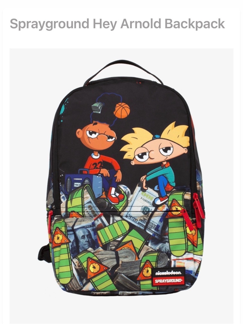 Sprayground x Nickelodeon Hey Arnold Money Stacks Backpack - Black